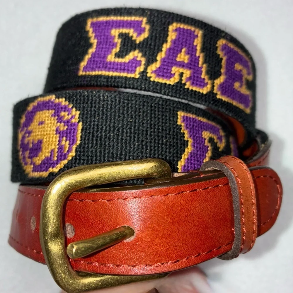 Smathers & Branson ΣΑΕ Needlepoint Belt Sigma Alpha Epsilon Fraternity Size 36
